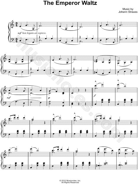 Johann Strauss "The Emperor Waltz" Sheet Music (Piano Solo) in C Major ...