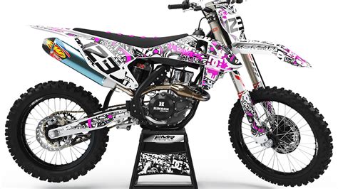 Custom dirt bike Graphics kit "DC B&W CA15P" pink | custom-graphics-mx