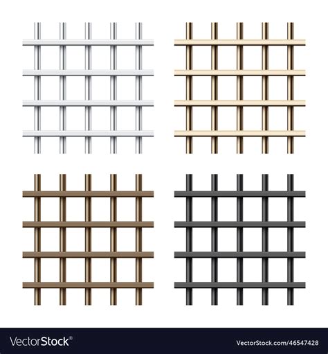 Realistic shiny metal prison bars isolated Vector Image