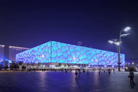 Beijing Olympic Water Cube at Night, China Editorial Stock Image - Image of china, construction ...