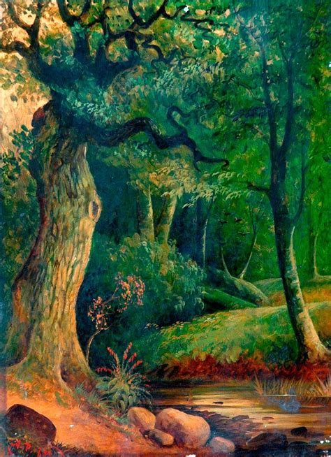 Woodland Scene with Stream by A.P. | Landscape, Woodland scene, Art uk