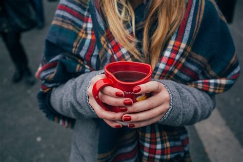 Free Images : coffee, girl, woman, cup, pattern, red, beverage, clothing, plaid, mug, blonde ...