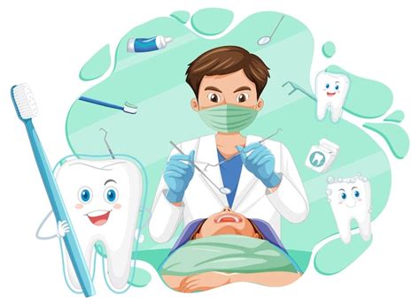 Free Vector | Dentist man examining patient teeth on white background