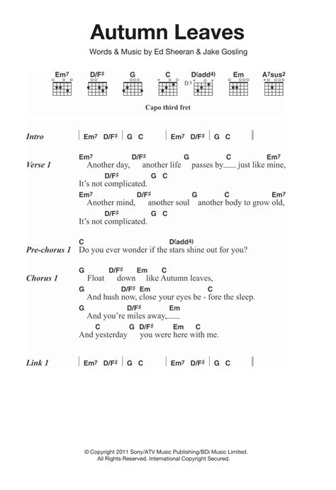 Autumn Leaves by Ed Sheeran - Guitar Chords/Lyrics - Guitar Instructor