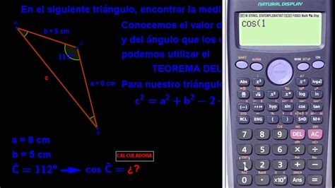 El típico problema de calcular un lado mediante el Teorema del Coseno - YouTube