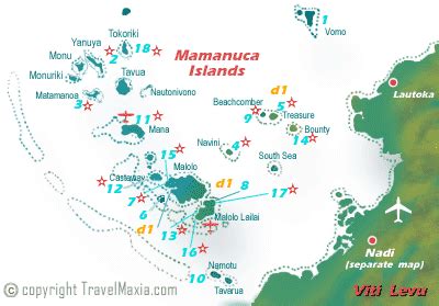 Mamanuca Islands map - Fiji Archipelago | Island map, Archipelago, Island