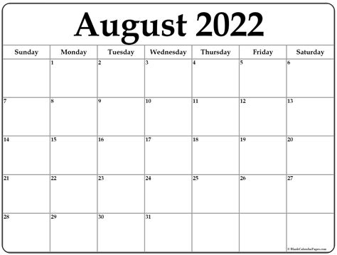 August 2022 Printable Calendar | Free Printable Calendar Monthly