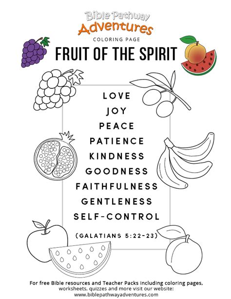 Printable Fruits Of The Holy Spirit