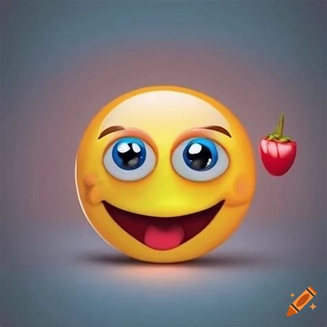 Smiling emoticon enjoying a spicy meal