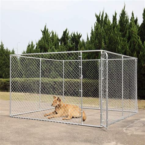 Jaxpety Open-top Chain Link Fence Dog Kennel Outdoor 10x10x6 ft ...