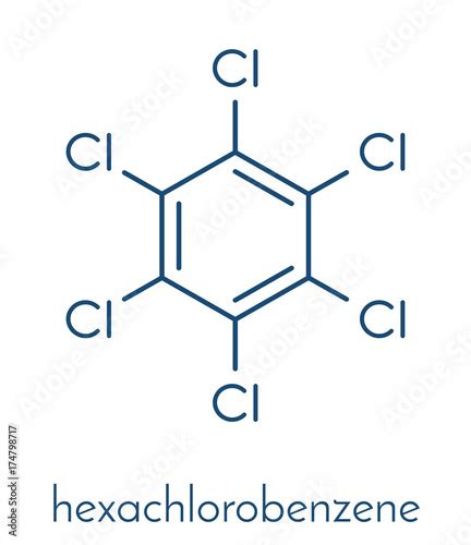 "Hexachlorobenzene (perchlorobenzene, HCB) banned fungicide molecule. Persistent Organic ...