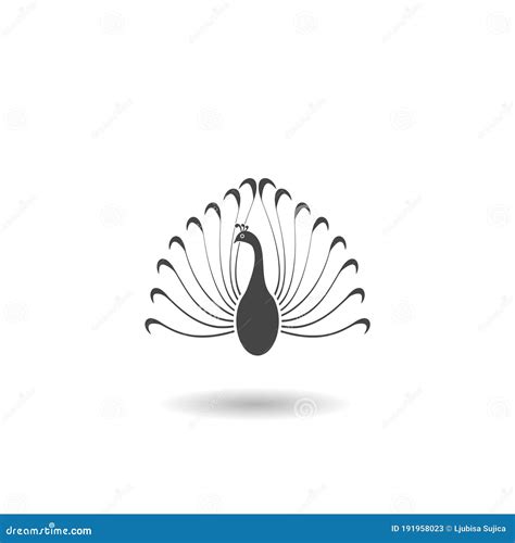 Peacock Icon and Symbol Logo with Shadow Stock Vector - Illustration of idea, company: 191958023