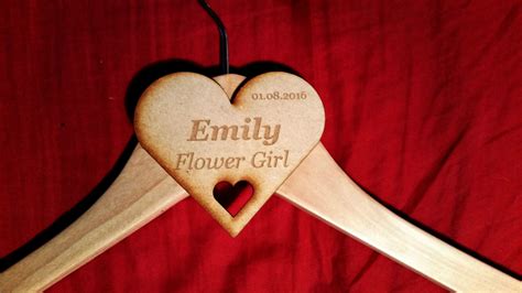 Personalised Wedding Coat hanger heart tag Bridesmaid Flower Maid ...