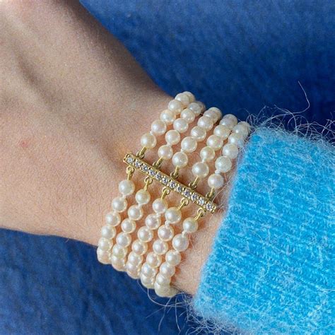 Vintage Pearl And Diamond Cuff Bracelet