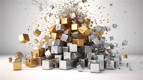 Piles Pile Of Gold And Silver Colored Cubes Falling Backgrounds | PSD ...