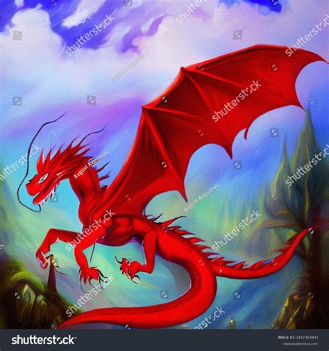 Fantasy Evil Dragon Portrait Surreal Artwork Stock Illustration ...