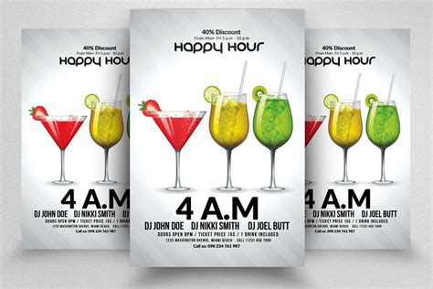 Happy Hour Psd Flyer Template By Designhub | TheHungryJPEG