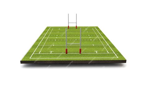 Premium Photo | Rugby pitch with lines and goals 3d rendering