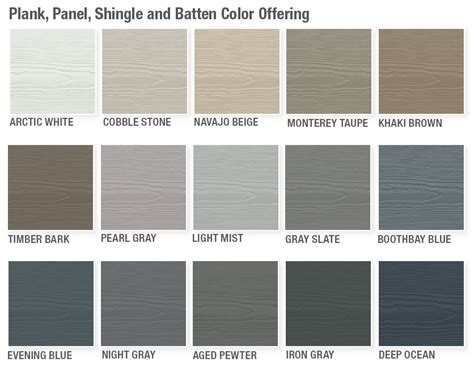 James Hardie Siding Color Chart