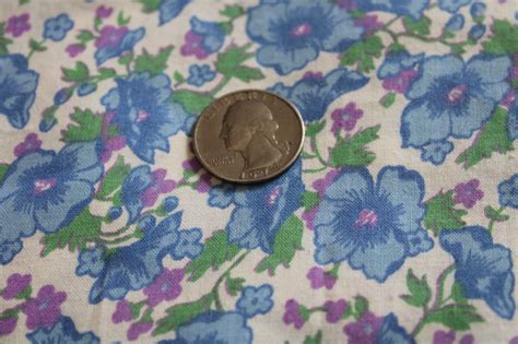 vintage flowered print cotton quilting fabric, blue lavender purple floral