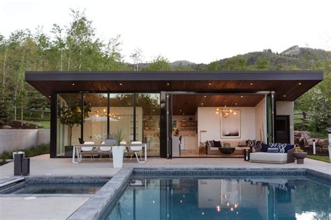 Park City Poolhouse by Melissa Kelsey Photography | Modern pool house, Pool house designs ...