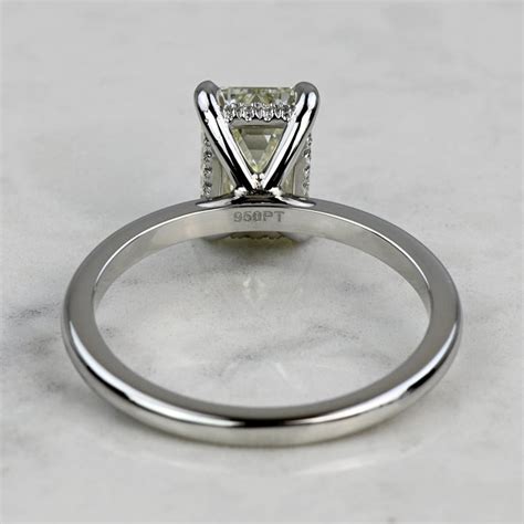 2 Carat Emerald Diamond Hidden Halo Engagement Ring