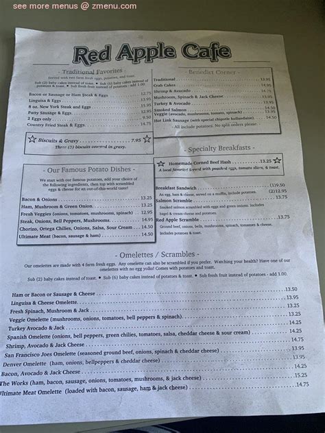 Online Menu of Red Apple Cafe Restaurant, Fresno, California, 93650 - Zmenu