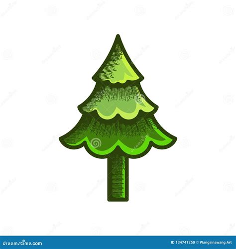 Spruce Tree, Christmas Decoration. Stock Vector - Illustration of holiday, vector: 134741250