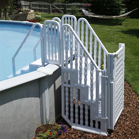 Easy Step Pool Entry System with Gate | Above ground pool steps, Pool steps, Backyard pool ...