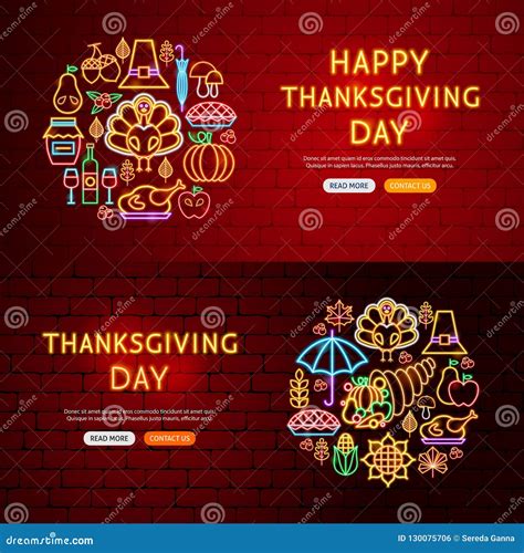 Thanksgiving Day Website Banners Stock Vector - Illustration of retro ...