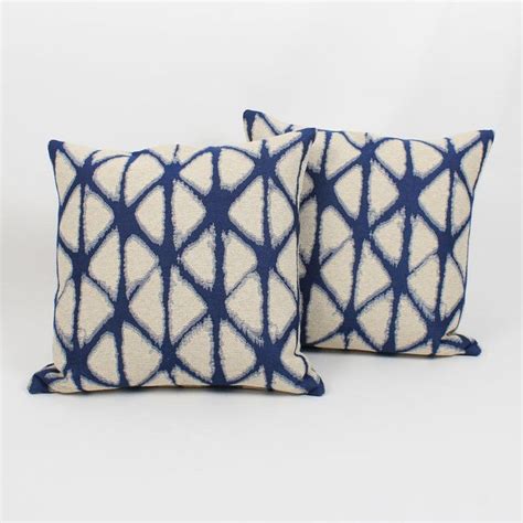 Custom Batik Blue and Ivory Pillows, a Pair | Chairish