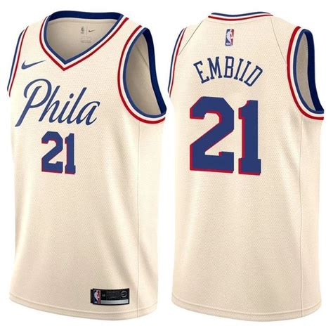 Men 21 Joel Embiid Jersey White City Edition Philadelphia 76ers Jersey – nReBall | Nba, Nike ...