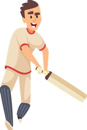 Best Premium Cricket Batsman Illustration download in PNG & Vector format