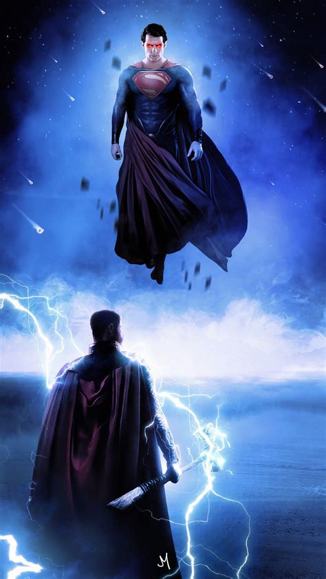 Superman Vs. Thor | Superman artwork, Dc comics wallpaper, Superhero wallpaper