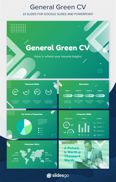 Boost your chances with this General Green CV that brings your resume to life. Works with Google ...