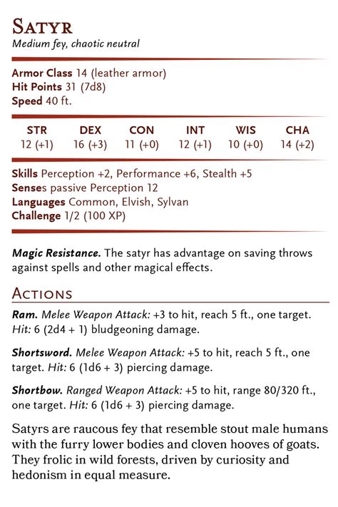 Satyr Dnd 5e : Satyr 5e – D&d 5th Edition Race Guide | Garnrisnet