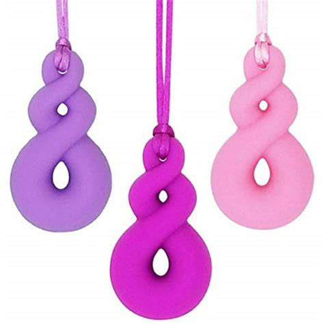 sensory chew necklace for kids, girls (3 pack) - oral sensory chew toys teether necklace chewing ...