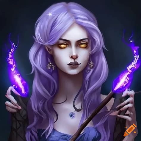 Sorcerer with lavender hair and golden eyes