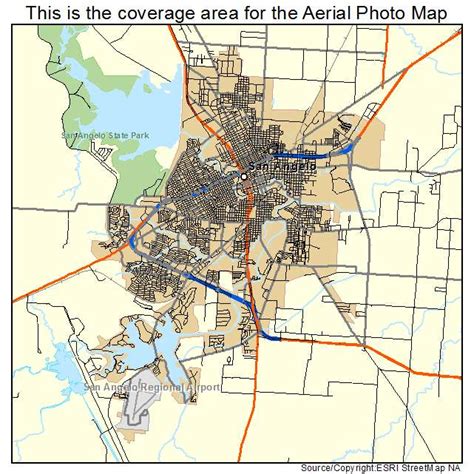 Aerial Photography Map of San Angelo, TX Texas