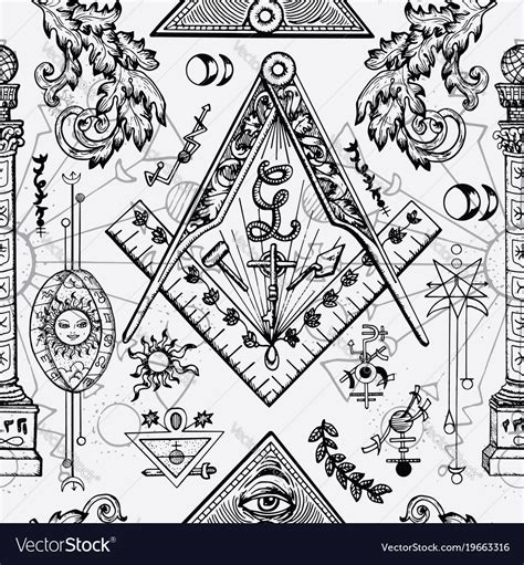 Seamless background with freemason symbols Vector Image