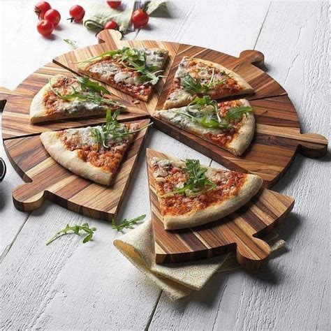 Buy WOODEN & TOYS STORE Wooden Pizza Serving Platter/Six Plate Pizza ...