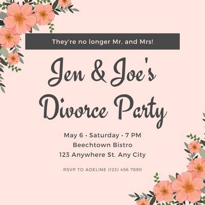 Free custom printable divorce party invitation templates | Canva