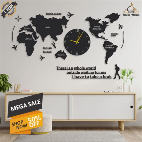 World Map Wooden Wall Clock – decormahal