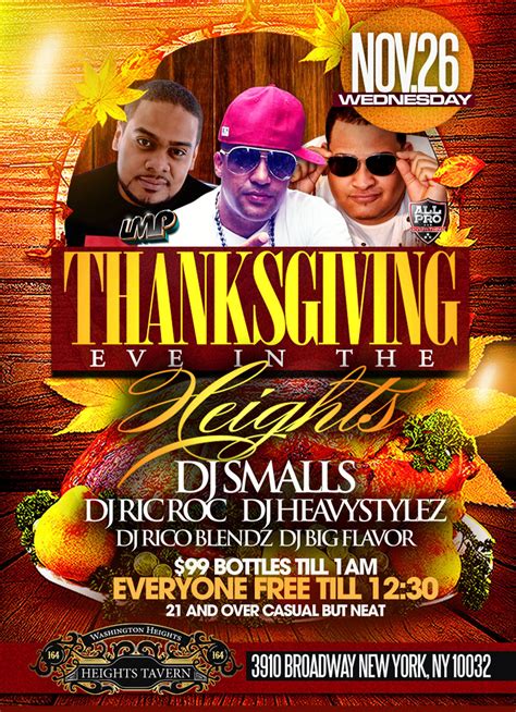 Thanksgiving Eve Party at Heights Tavern | Nyc tours, Nyc history ...