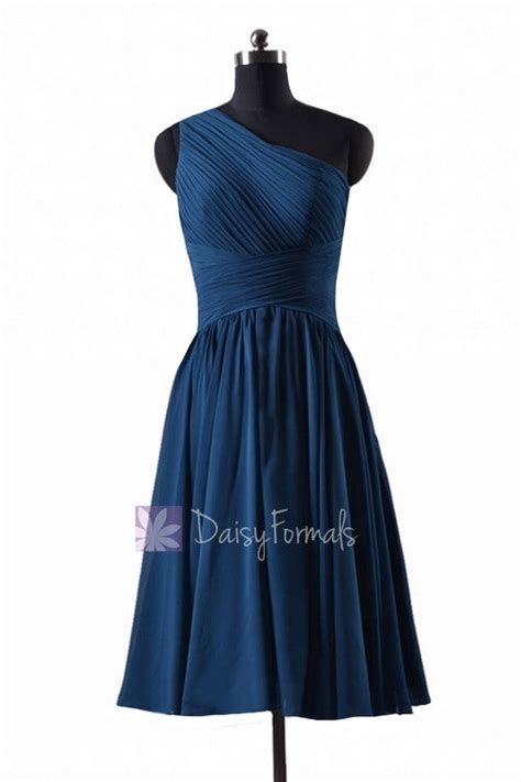 In Stock,Ready To Ship - Short One Shoulder Affordable Peacock Blue ...