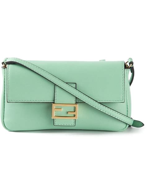 Fendi Micro 'baguette' Shoulder Bag in Green | Lyst