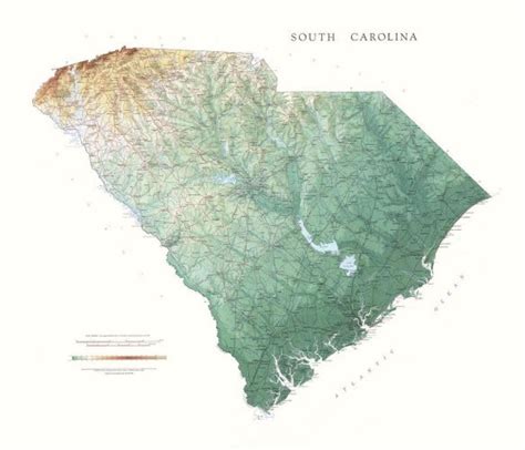 South Carolina, Physical Wall Map by Raven Maps | Maps.com.com