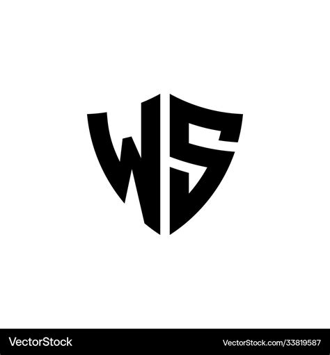 Ws monogram logo with shield shape design template