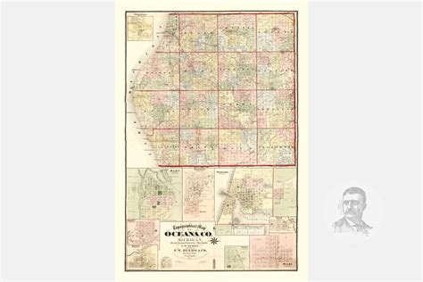 Vintage Oceana County Map 1876 Old Map of Oceana County | Etsy