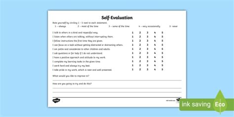 KS2 Self-Assessment Template Sheet | Twinkl